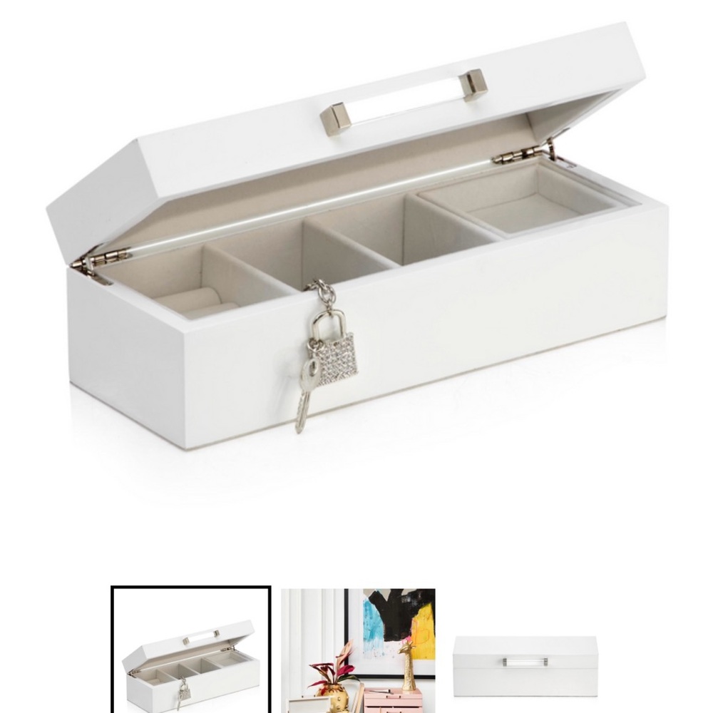 Elegant White Jewelry Box with Lock